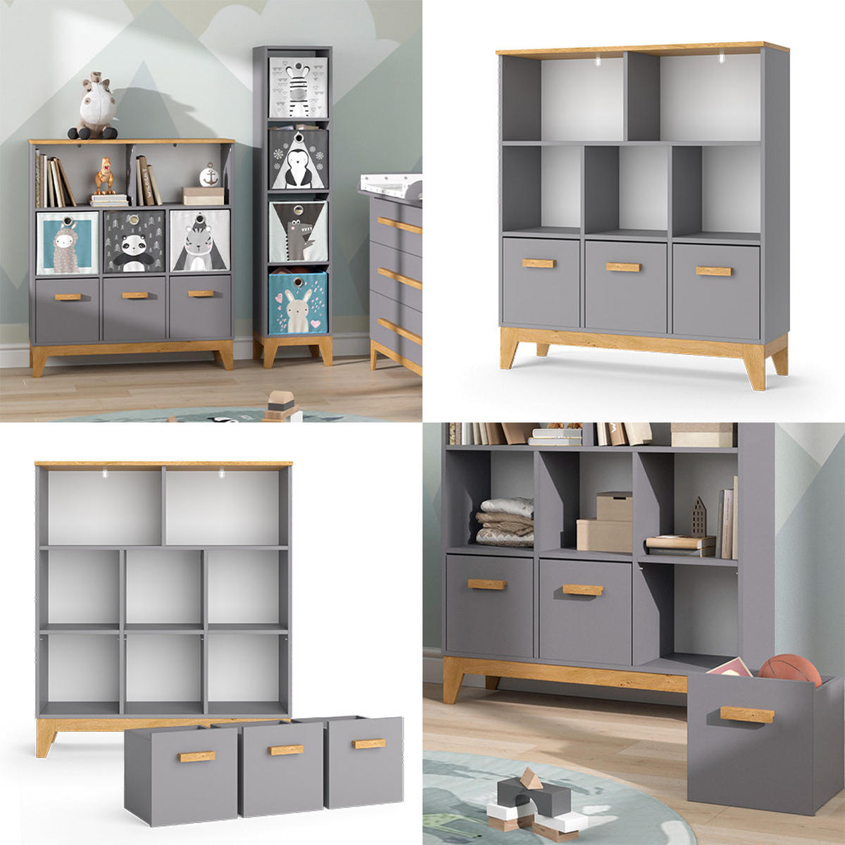 SPIELZEUGSCHRANK Malia Grau 98.4 x 113.4 cm - Grau, Holzwerkstoff (98.4/113.4/32.6cm) - VitaliSpa