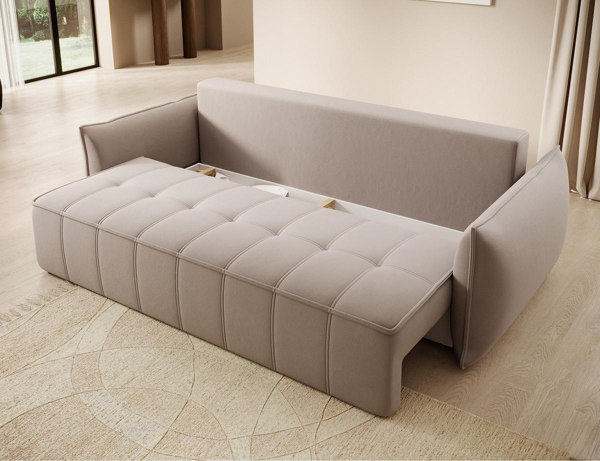 SCHLAFSOFA WELSH - Beige (SOLA 18) - Beige, Holzwerkstoff (242/94/106cm) - Möblo