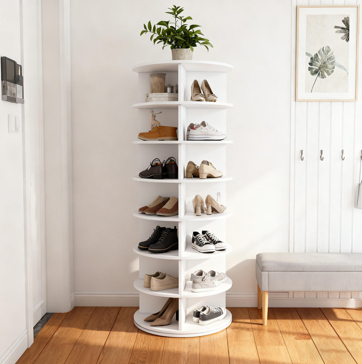 BOTNÍK, 60/60/161 cm, PVC bílý, otočný 360° se 7 úrovněmi - bílá, plast (60/161/60cm) - BEAOK