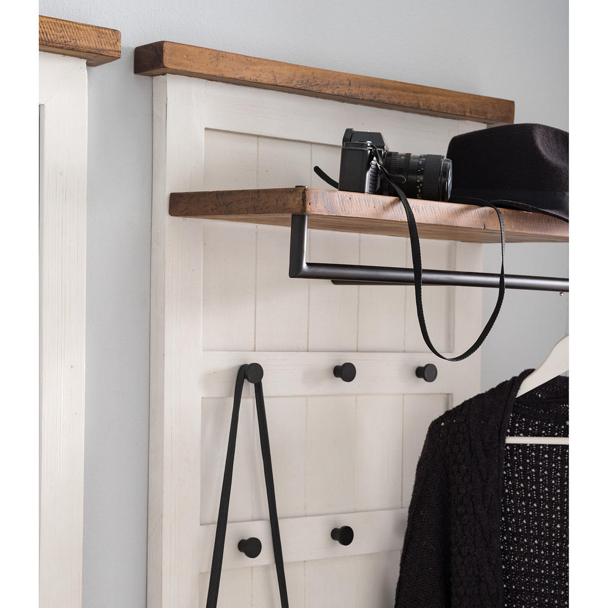 GARDEROBENPANEEL - Kiefer massiv / Metall - Kieferfarben, Holz (65/149/6cm) - home24