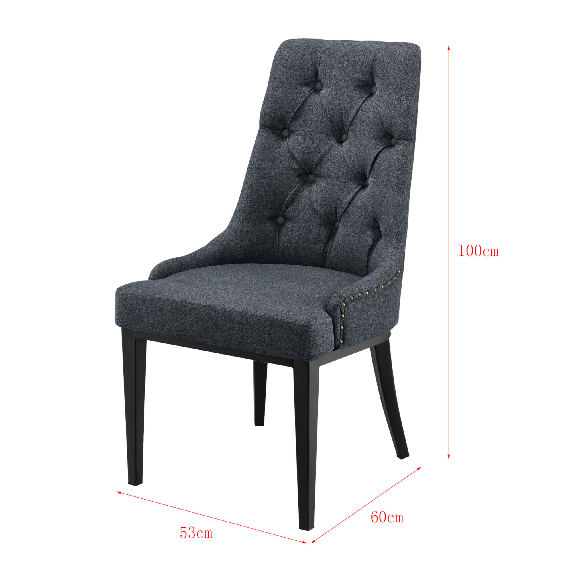 Thumbnail - [en.casa] Esszimmerstuhl, Grau, Textil, 53x100x60 cm, Esszimmer, Stühle, Esszimmerstühle, Vierfußstühle