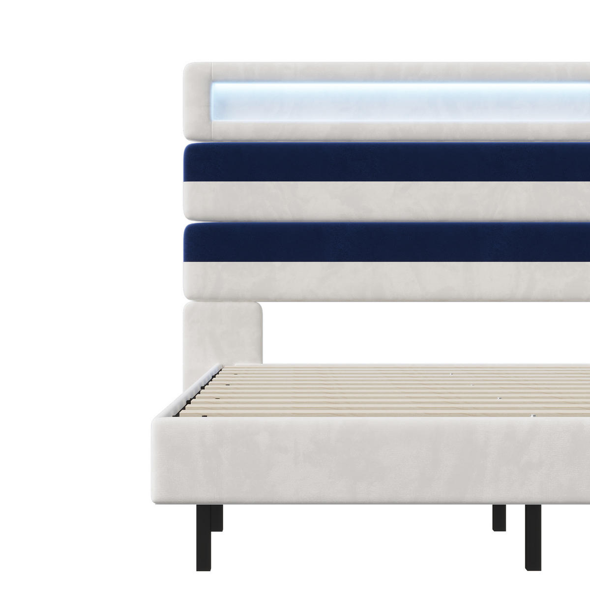 POLSTERBETT 140x190 cm LED 2 USB Lattenrost weiß - Weiß, Holz (140/190cm) - LEBENLANG