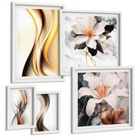 BILDER SET 5er Set - 50x50 cm & 20x30 cm & 40x60 cm Weißer Rahmen - Charmante Straßen und Pizza - Weiß, Kunststoff (40/60cm) - TULUP