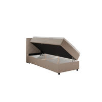 BOXBETT Diamaro 90x200 cm mit Bettkasten und Topper - Dunkelbeige - Beige, Holz (90/200cm) - Panda Möbel