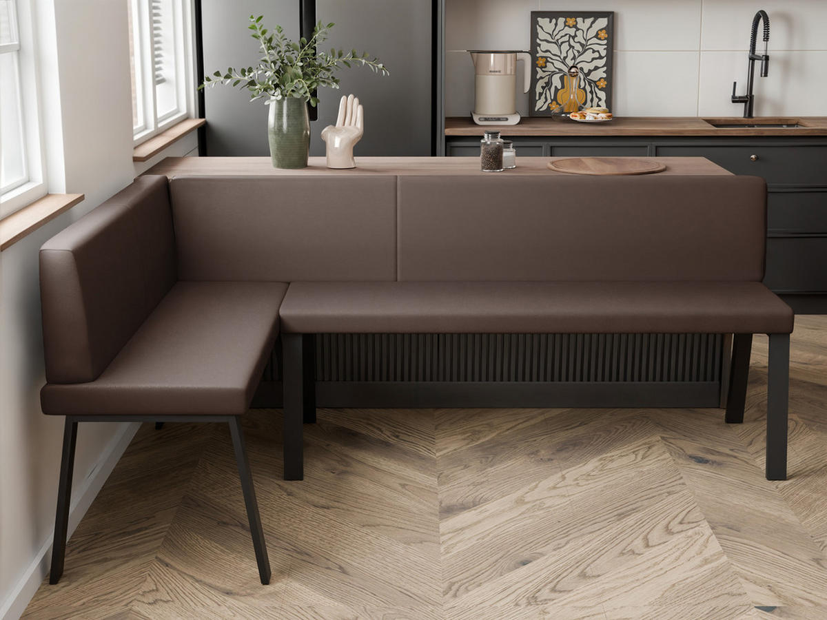 ECKBANK links MONO Y Kunstleder glatt, 142/196 cm Braun - Braun, Kunststoff/Textil (142/196cm) - Idohome