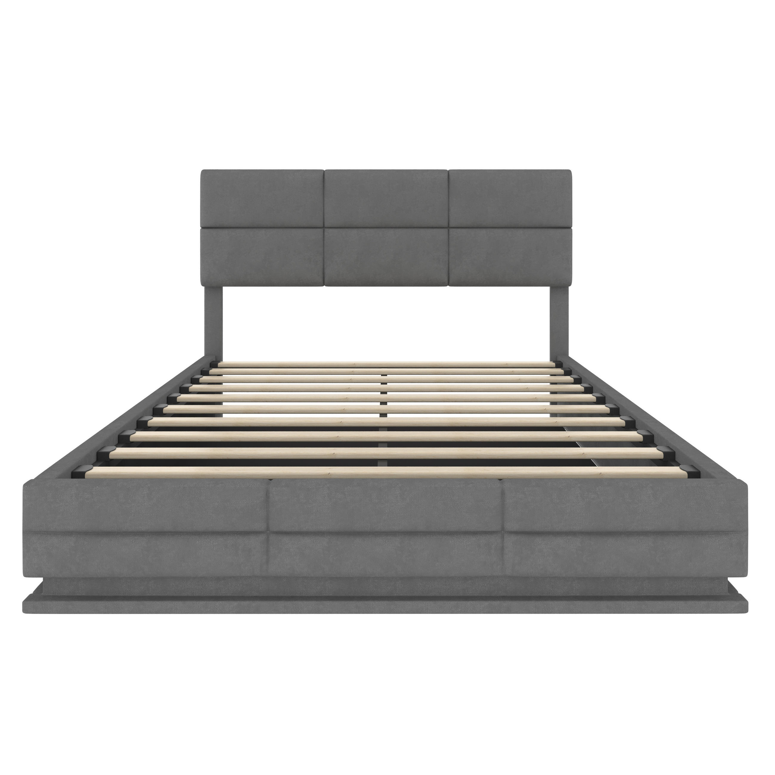 POLSTERBETT 140/200 cm in Dunkelgrau Samt mit Bettkasten, LED, USB und höhenverstellbarem Kopfteil - Grau, Holzwerkstoff/Textil (140/200cm) - STILVORA