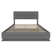 POLSTERBETT 140/200 cm in Dunkelgrau Samt mit Bettkasten, LED, USB und höhenverstellbarem Kopfteil - Grau, Holzwerkstoff/Textil (140/200cm) - STILVORA