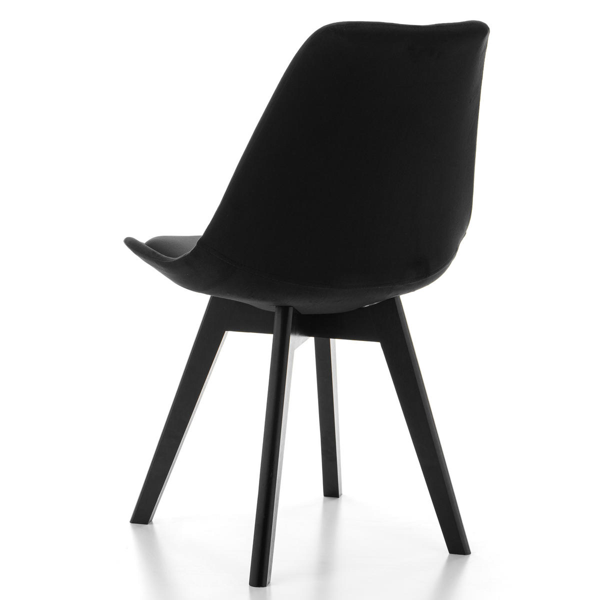 STUHL Dublin modern schwarz, schwarze Holzbeinen - Veloursstoff und Polsterschaum - Schwarz/Naturfarben, Holz/Textil (50/83/54cm) - NEW HOME