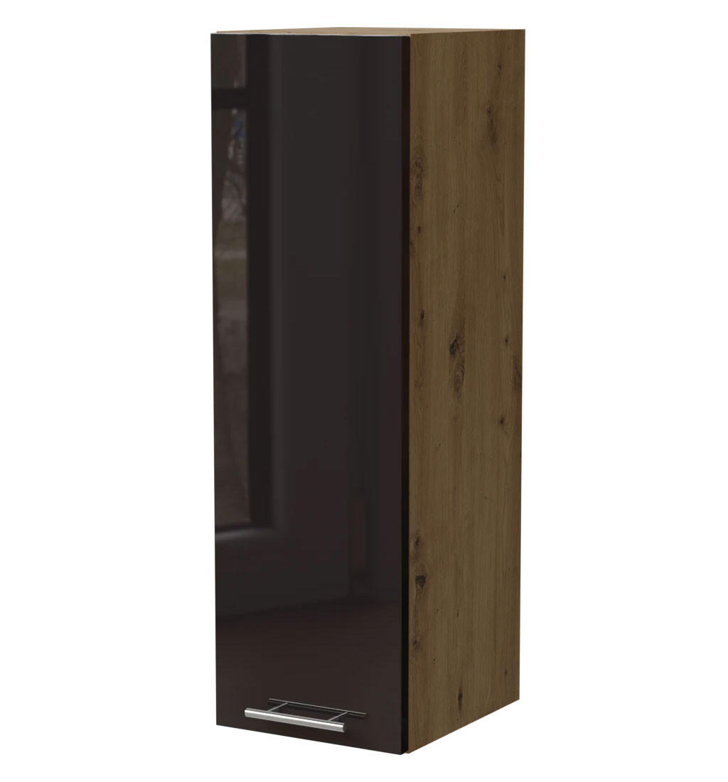 KÜCHENHÄNGESCHRANK W4/30 Essen Schwarz Hochglanz / Eiche Artisan Matt 30 / 32,5 / 96cm - Schwarz Hochglanz/Schwarz, Holz/Holzwerkstoff (30/96/32.5cm) - Feldmann-Wohnen