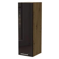 KÜCHENHÄNGESCHRANK W4/30 Essen Schwarz Hochglanz / Eiche Artisan Matt 30 / 32,5 / 96cm - Schwarz Hochglanz/Schwarz, Holz/Holzwerkstoff (30/96/32.5cm) - Feldmann-Wohnen