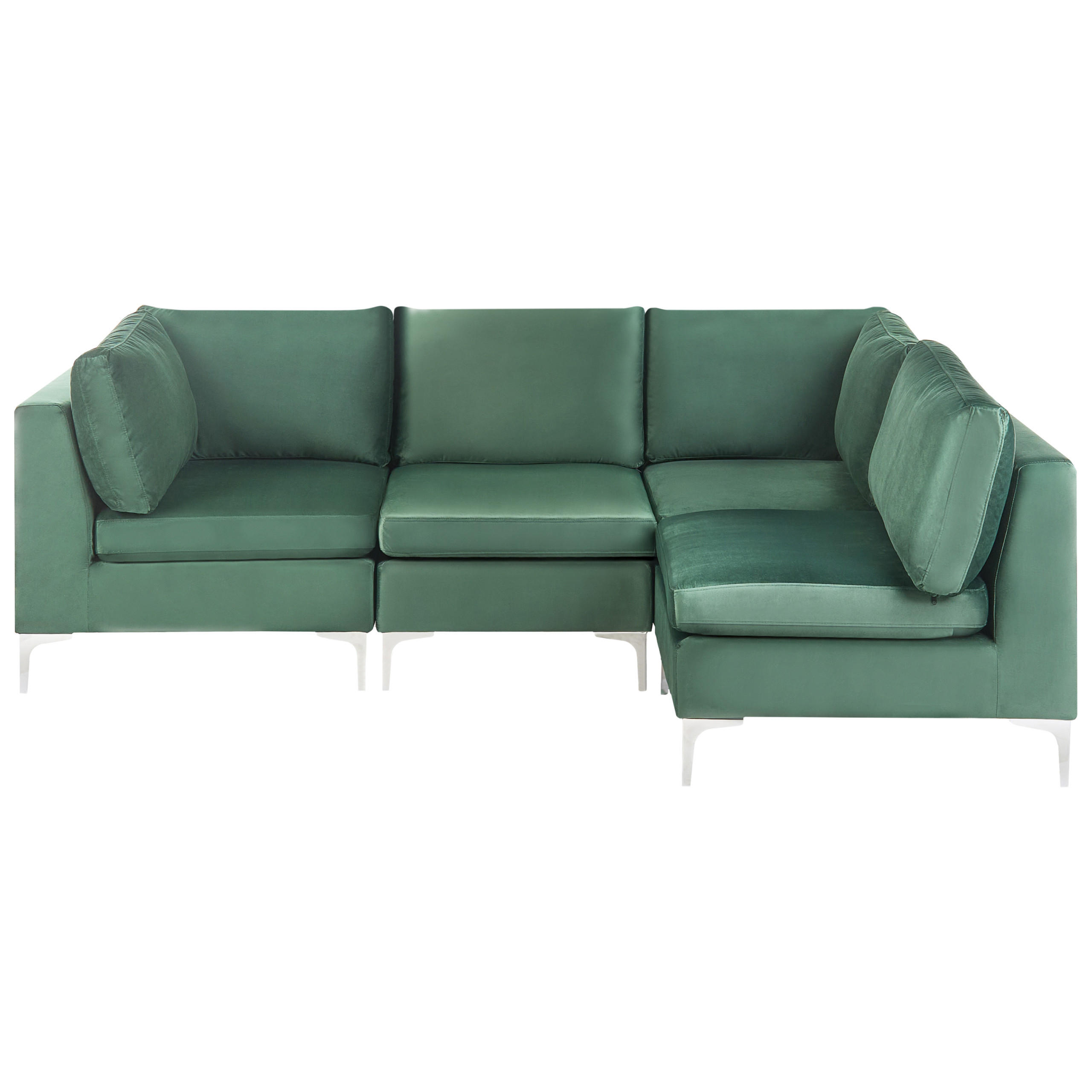 COLȚAR modul cu 4 locuri pe partea stângă verde catifea Evja - verde, material textil (235/150cm) - Beliani