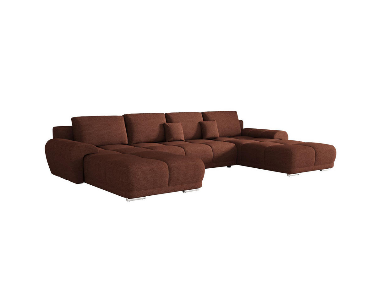 ECKSOFA BEGA U Links ARAGON 59 mit Schlaffunktion - Hellbraun, Textil (372/87/185cm) - Bedante