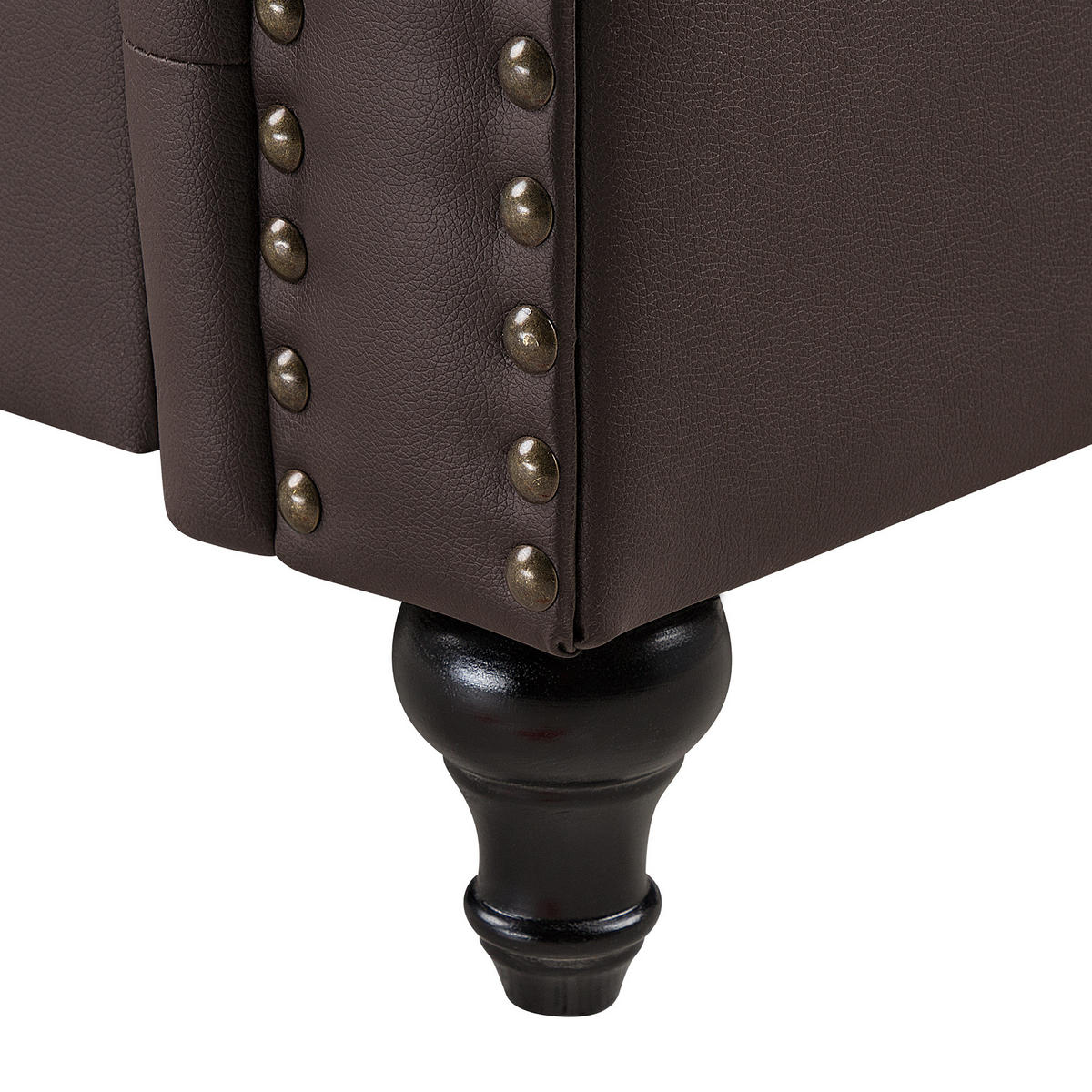 3-SITZER-SOFA Kunstleder Braun Chesterfield - Dunkelbraun, Kunststoff/Textil (208/78/88cm) - Beliani