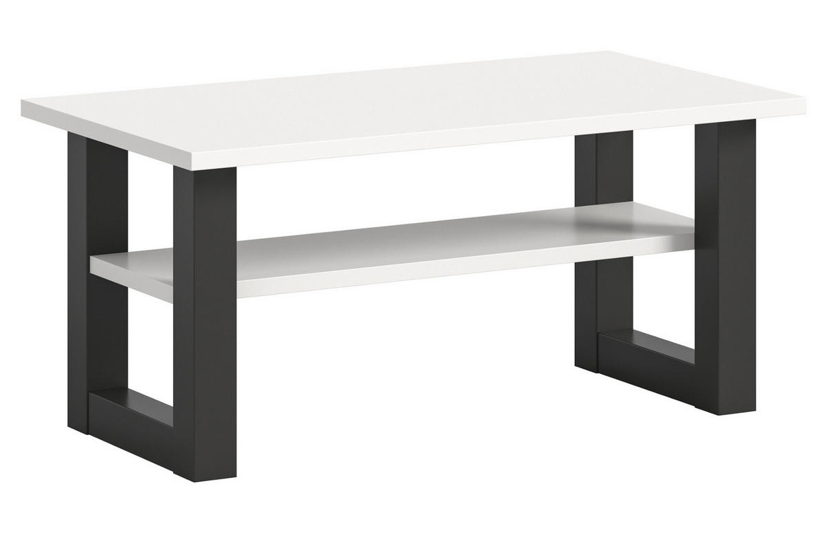 COUCHTISCH weiß, grau 90 x 50 cm, Wohnzimmertisch mit Ablage - Weiß/Grau, Holzwerkstoff/Metall (90/50/42cm) - Inn.Furn