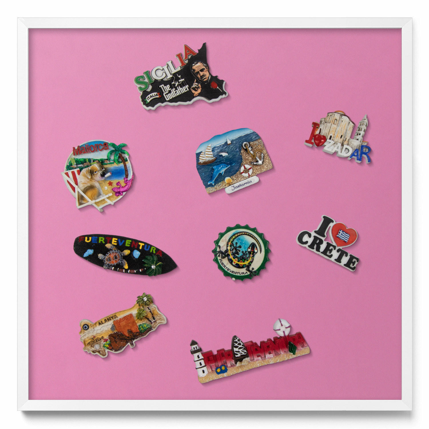 MAGNETTAFEL 50x50 cm Weißer Rahmen Pink - Mintgrün, Metall (50/50/0.4cm) - TULUP