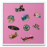 MAGNETTAFEL 50x50 cm Weißer Rahmen Pink - Mintgrün, Metall (50/50/0.4cm) - TULUP