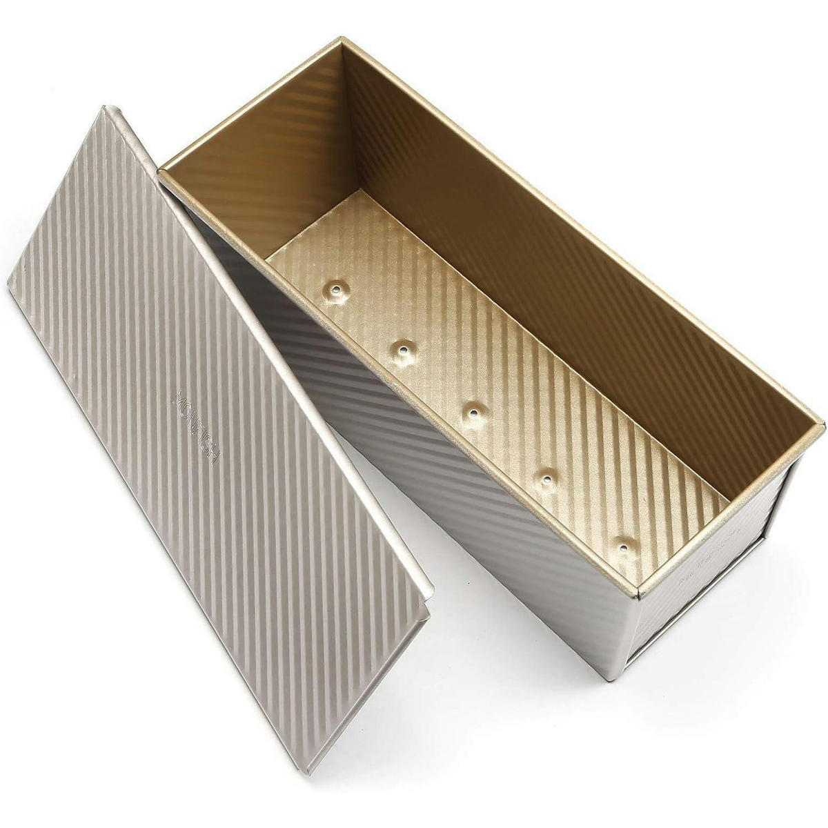 BROTBACKFORM mit Deckel 34 x 13,5 x 12 cm Champagner Gold - Beige, Metall (13.5/13/35cm)
