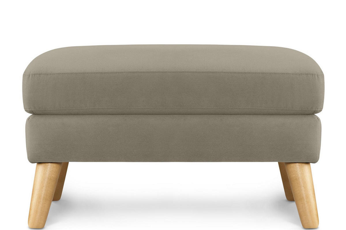 SITZHOCKER TAGIO Pouffe, beige - Beige/Braun, Buchenholz/Textil (65/46/80cm) - KONSIMO®