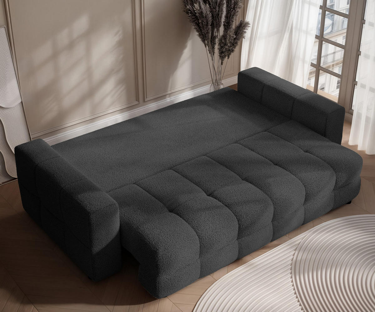 SCHLAFSOFA MOLLY mit Bettkasten, Stoff Anthrazit - Anthrazit, Textil (248/92/93cm) - Idohome