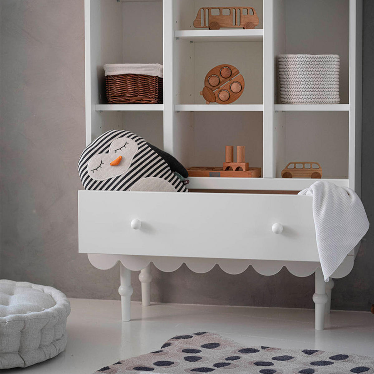 KNIHOVNA Babushka Bílá - bílá, kompozitní dřevo (84/140/35cm) - Petits-meubles