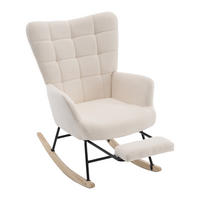 SCHAUKELSTUHL wohnzimmer mit Fußstütze und verdicktem Sitzkissen ,Bodenschutzleiste, beige - Beige, Holzwerkstoff/Textil (68/91/88cm) - STILVORA