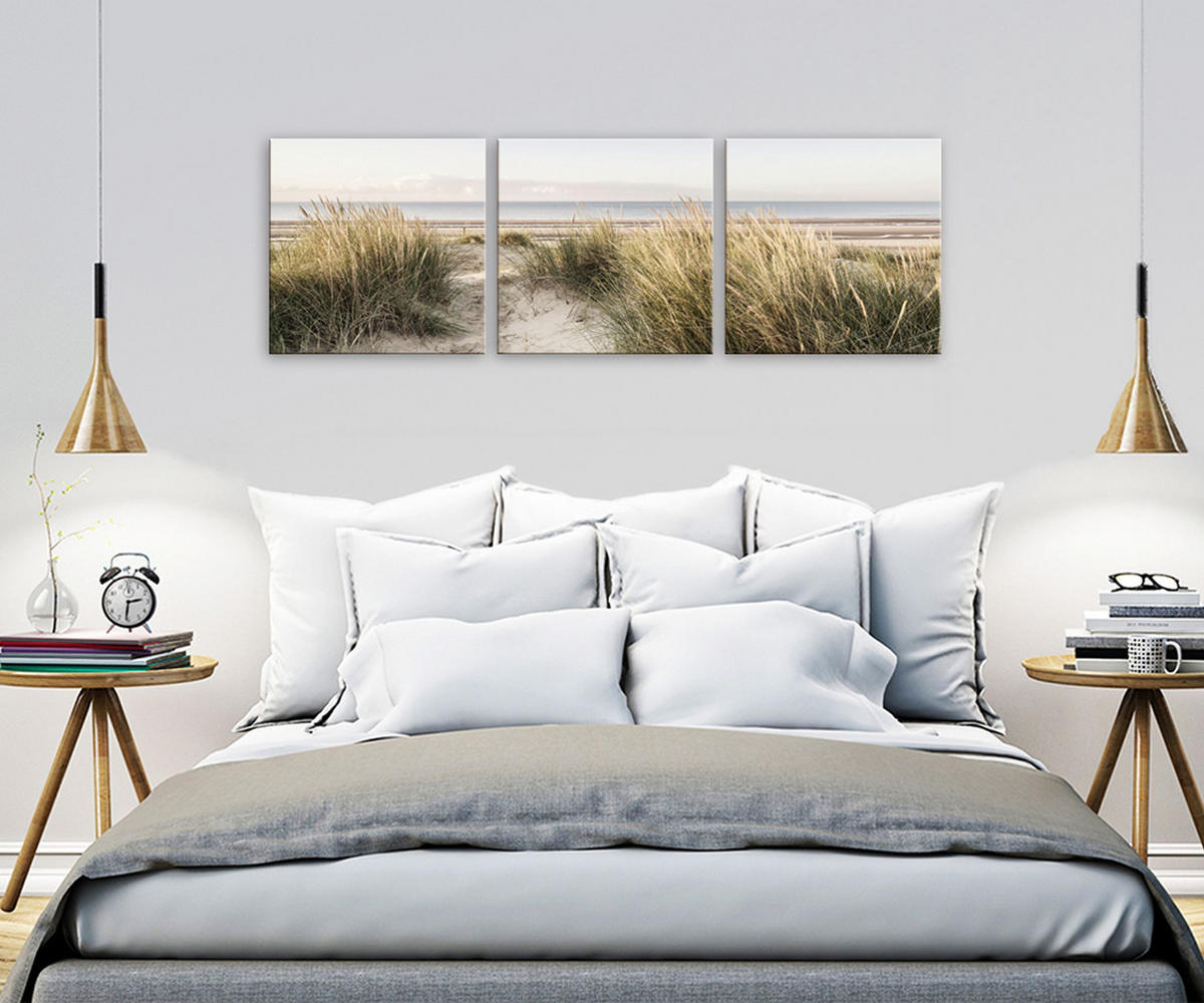 BILDER-SET aus Glas je 50x50 cm Strand beige - Beige, Glas (150/50cm) - artissimo