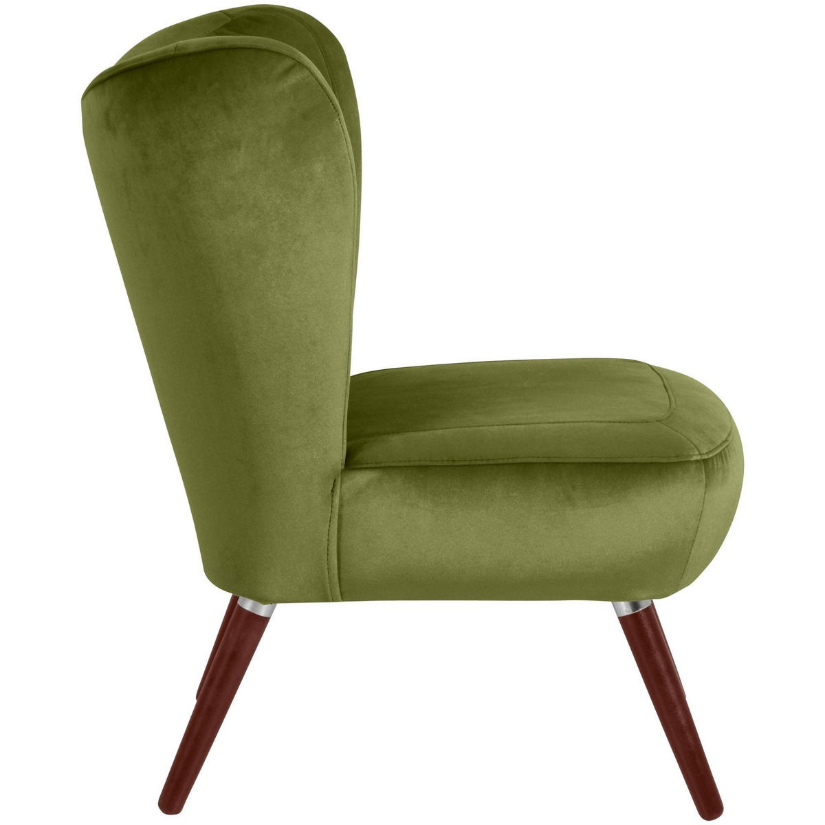 SESSEL Kathy Bezug Samtvelours Buche nussbaum dunkel / oliv - Grün, Kunststoff (70/86/69cm) - 58aufmkessel