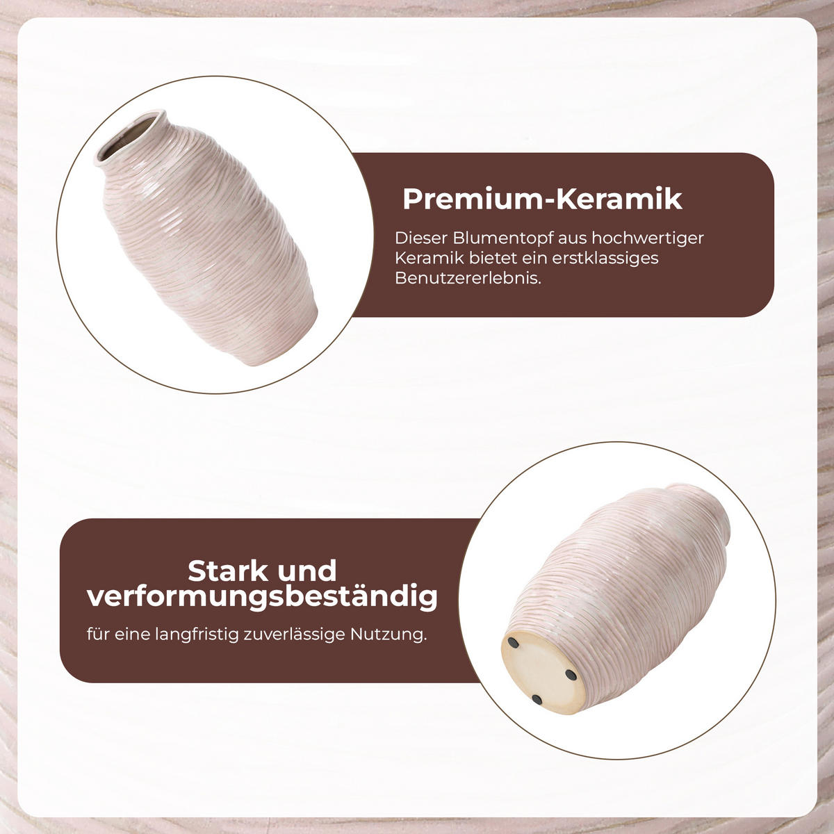 VASE Ø 18 x H 31.5 cm - Roségold, Keramik (31.5cm) - Hometopia