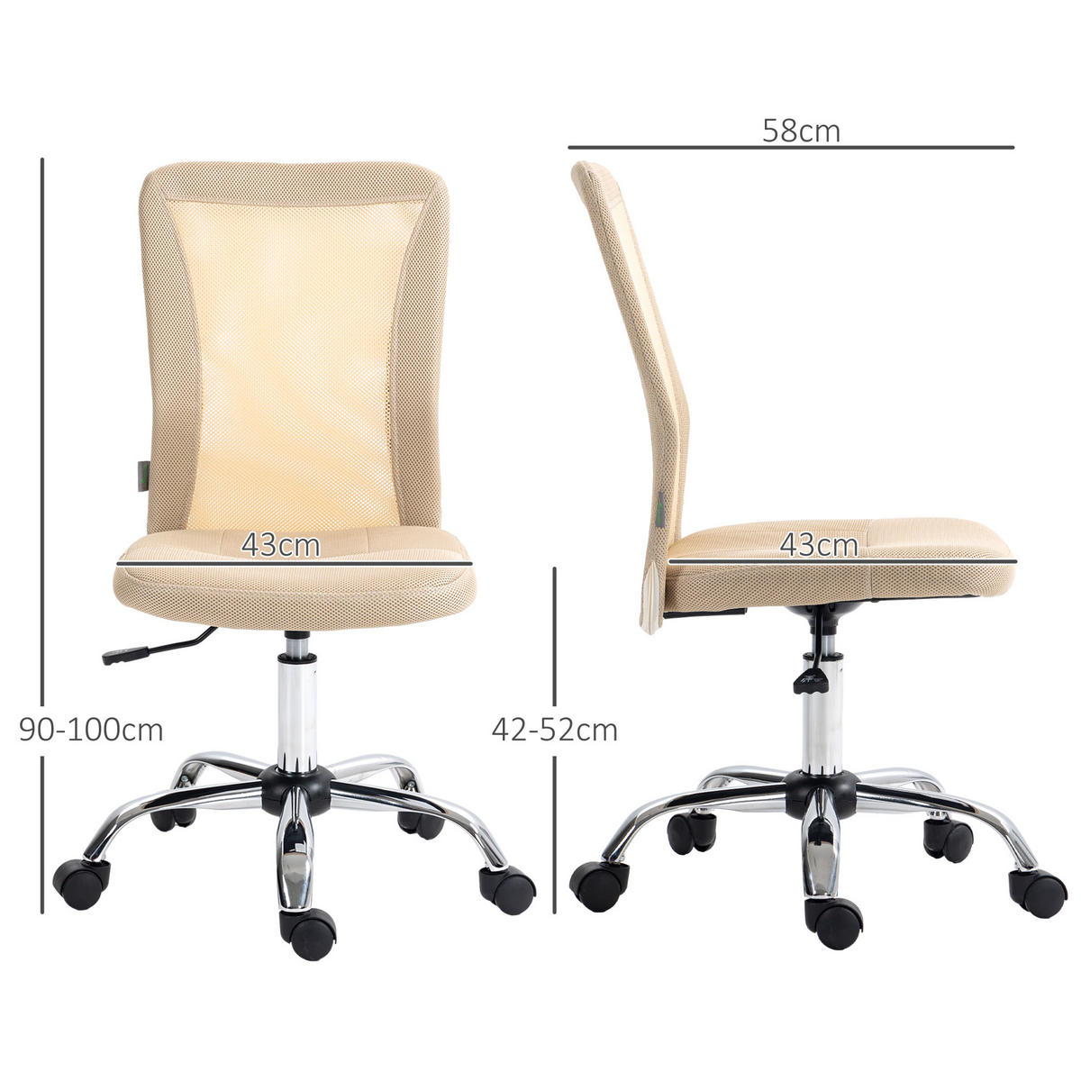 DREHSTUHL DE-11700 Mesh höhenverstellbar Beige - Beige, Textil (56/100/43cm) - ComfortXL