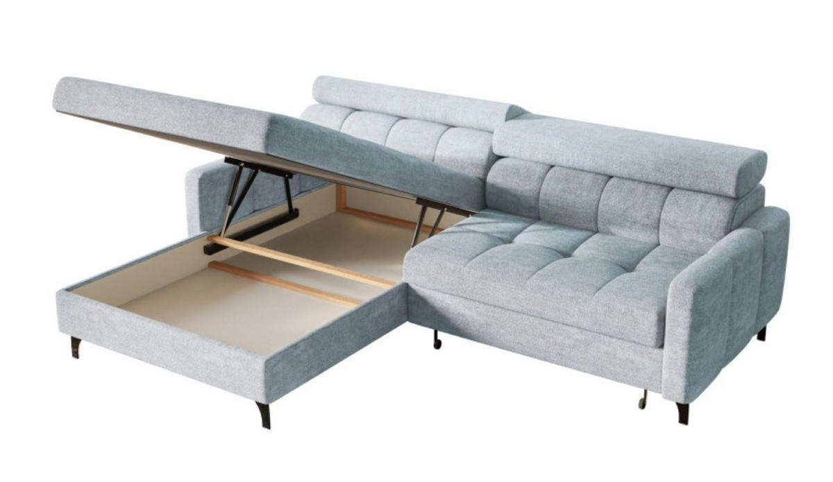 ECKSOFA Grau-Blau BAMBINO Mit Verstellbaren Kopfstützen Links - Blau/Grau, Textil (223/174cm) - Sepro Meble