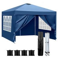 FALTPAVILLON 3 x 3 m Blau Wasserdicht Höhenverstellbar UV-Schutz 50+ - Blau, Textil (300/255/300cm)