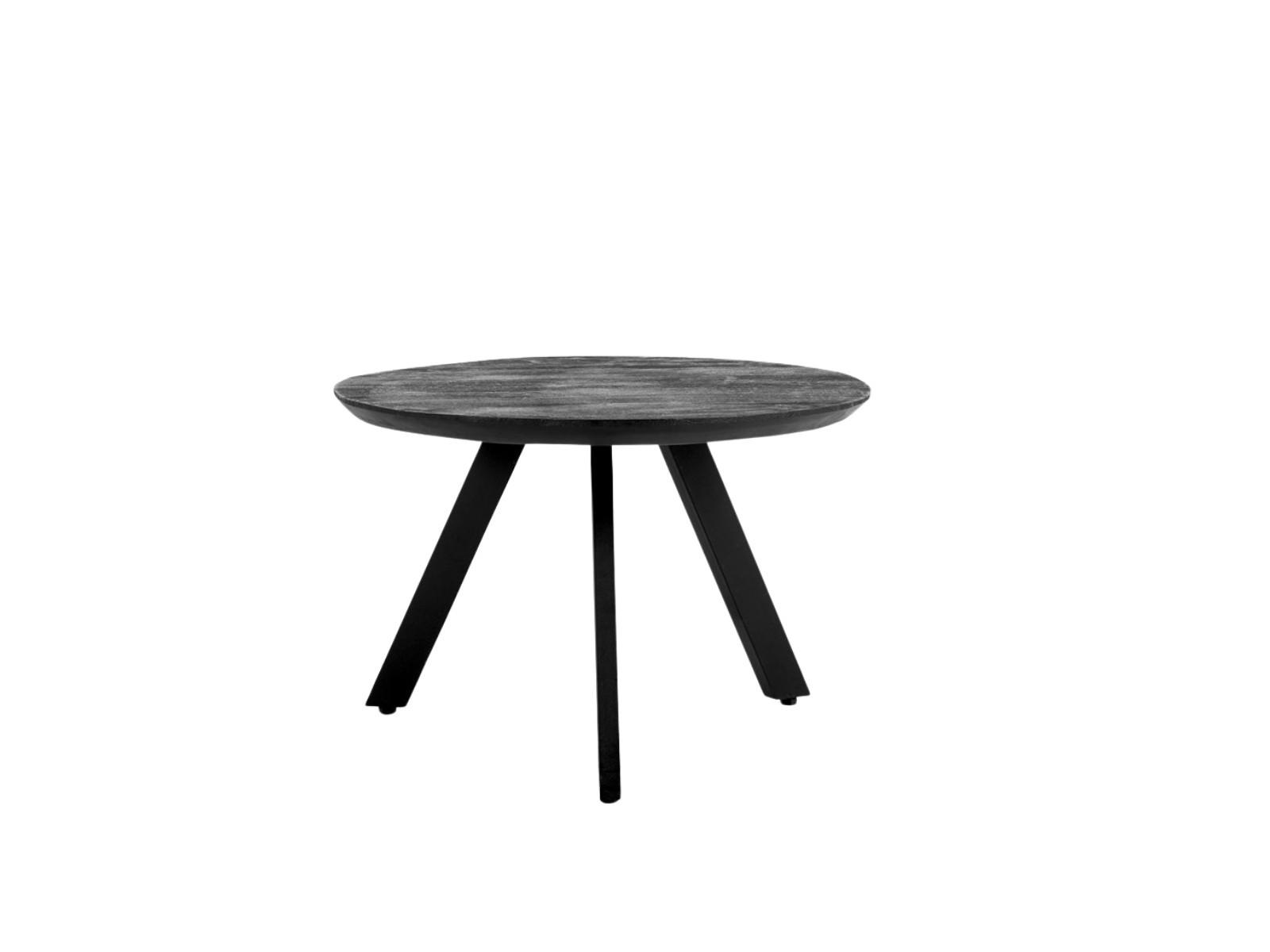 COUCHTISCH Berlin Mangoholz Durchmesser 80 cm Schwarz - Schwarz, Holz (80/80/45cm)