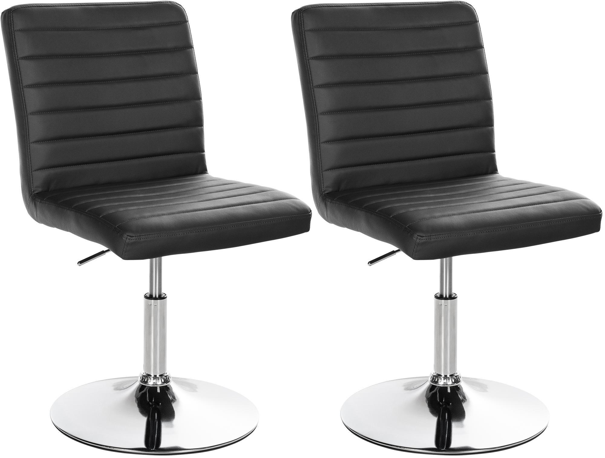 DREHSTUHL 2er Set Lederlook schwarz - Chromfarben/Schwarz, Textil/Metall (44/81/60cm) - CLP