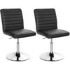 DREHSTUHL 2er Set Lederlook schwarz - Chromfarben/Schwarz, Textil/Metall (44/81/60cm) - CLP