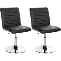 DREHSTUHL 2er Set Lederlook schwarz - Chromfarben/Schwarz, Textil/Metall (44/81/60cm) - CLP
