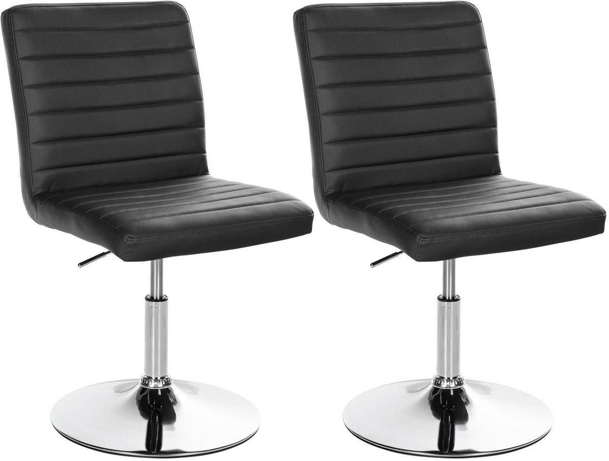DREHSTUHL 2er Set Lederlook schwarz - Chromfarben/Schwarz, Textil/Metall (44/81/60cm) - CLP