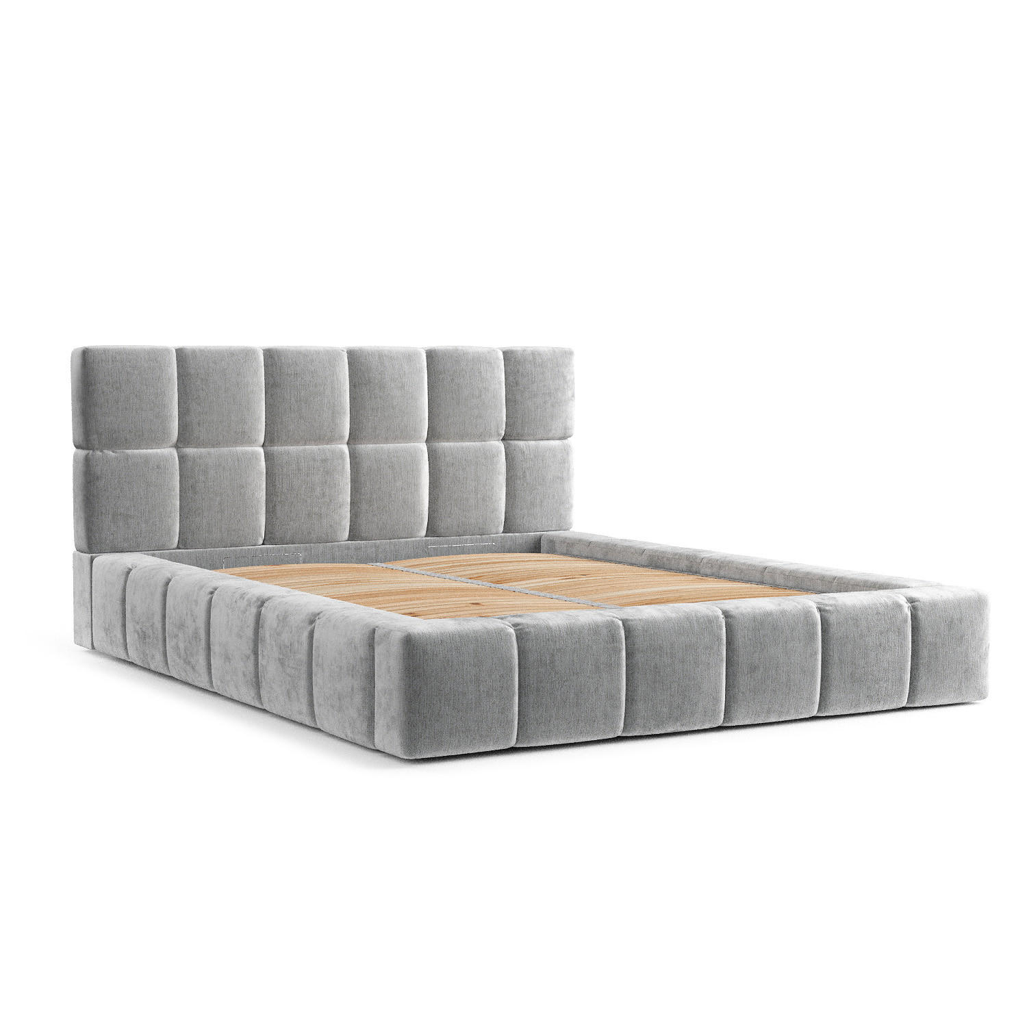 POLSTERBETT Kendal Dos Hellgrau 200/200 cm im Chenille-Stoff - Hellgrau/Schwarz, Holz/Holzwerkstoff (200/200cm) - Maison de Reve