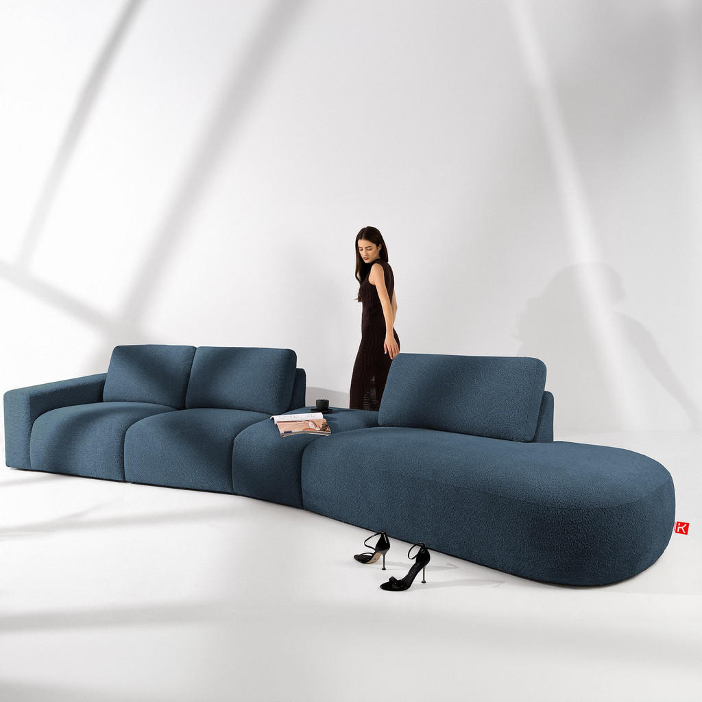 Thumbnail - Konsimo® 5-Sitzer, Dunkelblau, Textil, L-Form, 430x84x105 cm, Wohnzimmer, Sofas & Couches, Sofas, Bigsofas