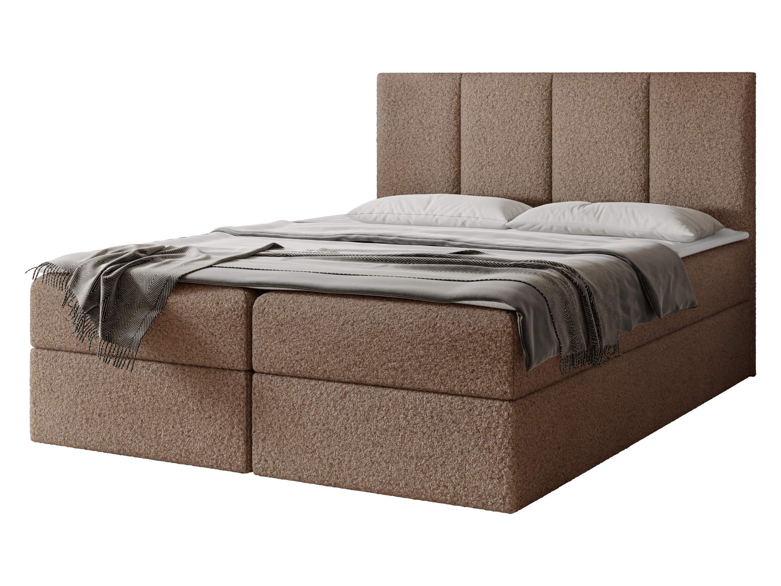 BOXBETT Rebos Boucle - H3 - Braun, Holz/Textil (180/200cm) - MIRJAN24