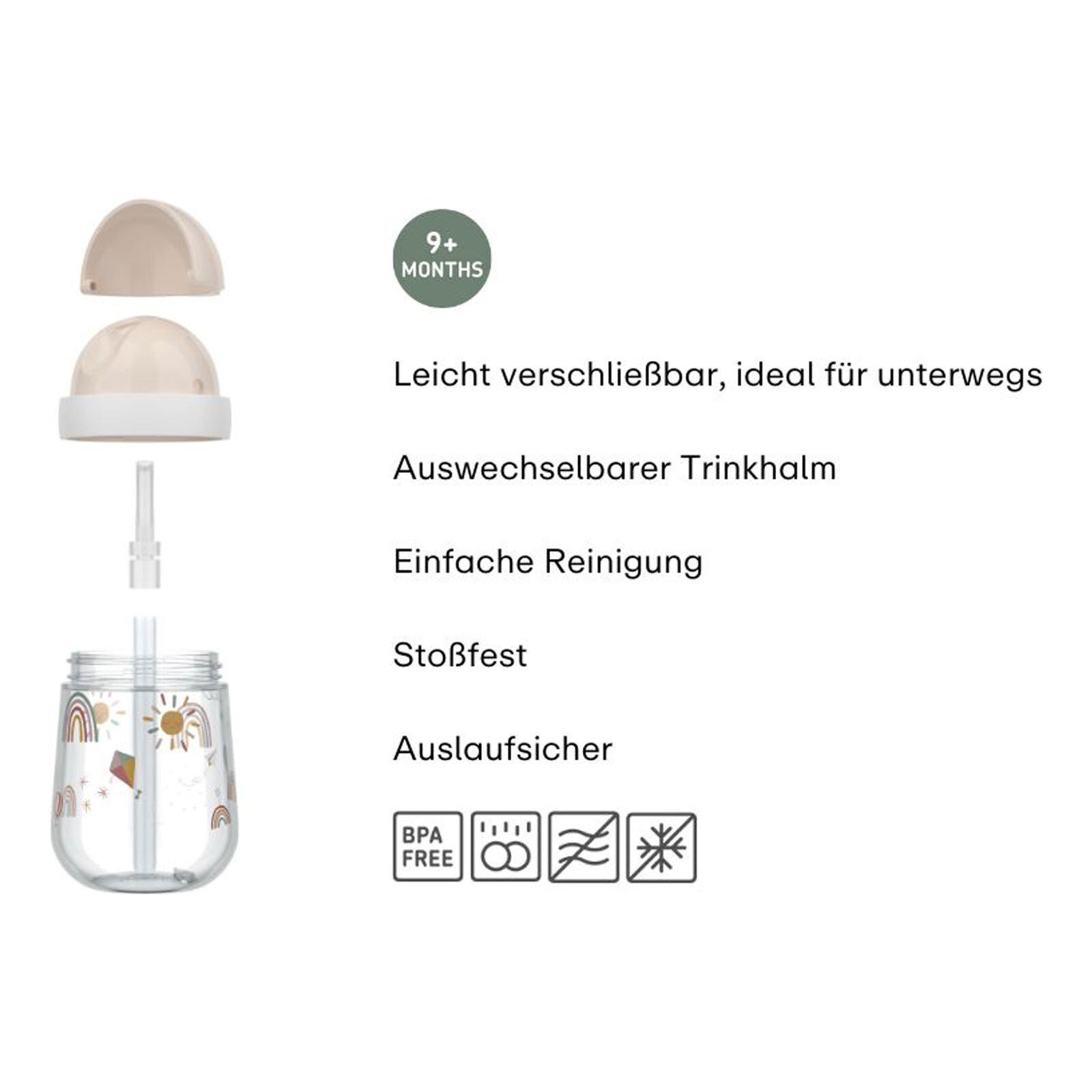 STROHHALMBECHER Mio Forest Friends 300 ml - Weiß/Hellblau, Kunststoff (0.3L) - Mepal