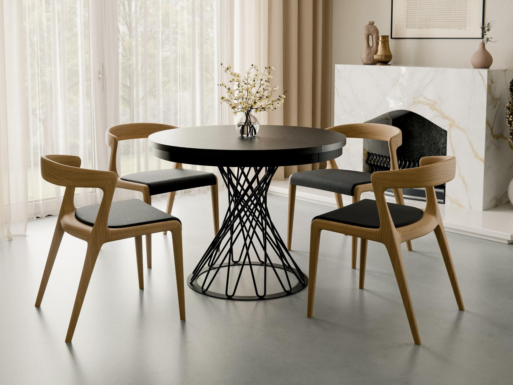 ESSTISCH 120-160 LUKO Schwarz - Schwarz, Holzwerkstoff (120/120/77cm) - Compleo24