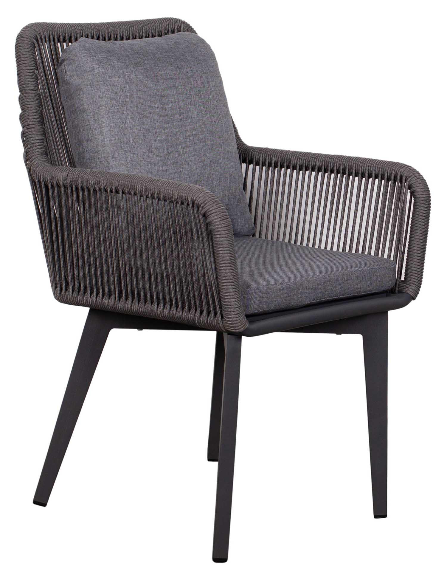 DININGSESSEL Marbella Rope mit Kissen uni grey - Grau, Metall (63/78/58cm) - Mr. Deko