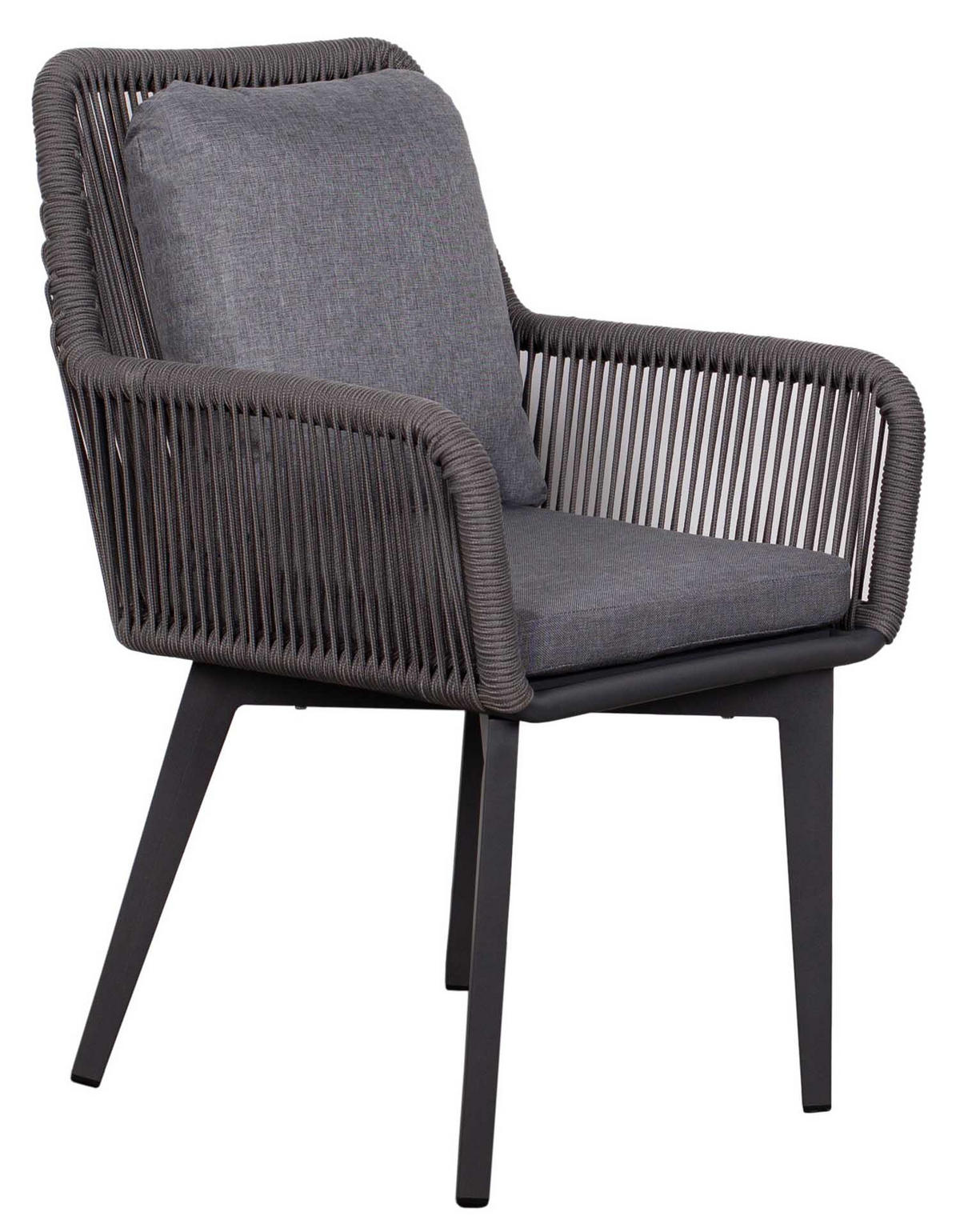 DININGSESSEL Marbella Rope mit Kissen uni grey - Grau, Metall (63/78/58cm) - Mr. Deko