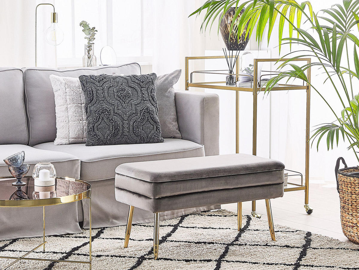 TRUHENBANK Grau Durham - Grau, Textil (79/43/37cm) - Beliani