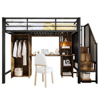 HOCHBETT 90/200 cm in Schwarz mit Kleiderschrank, Schreibtisch und Stauraum - Schwarz, Metall (90/200cm) - Flora Grace