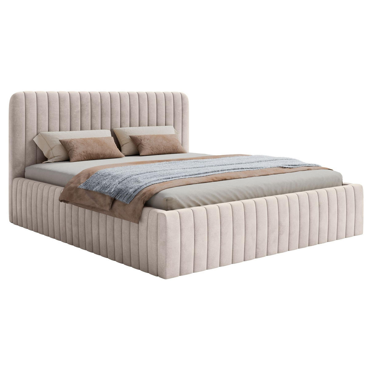 POLSTERBETT Saliano Grau-Beige 160x200 cm - Taupe, Holz/Textil (160/200cm) - Selsey