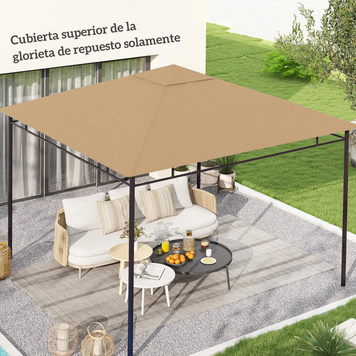 ERSATZDACH, 300x300 cm für Pavillon mit 8 Entwässerungslöchern, beige - Multicolor, Kunststoff (298/295cm) - FORIOUS