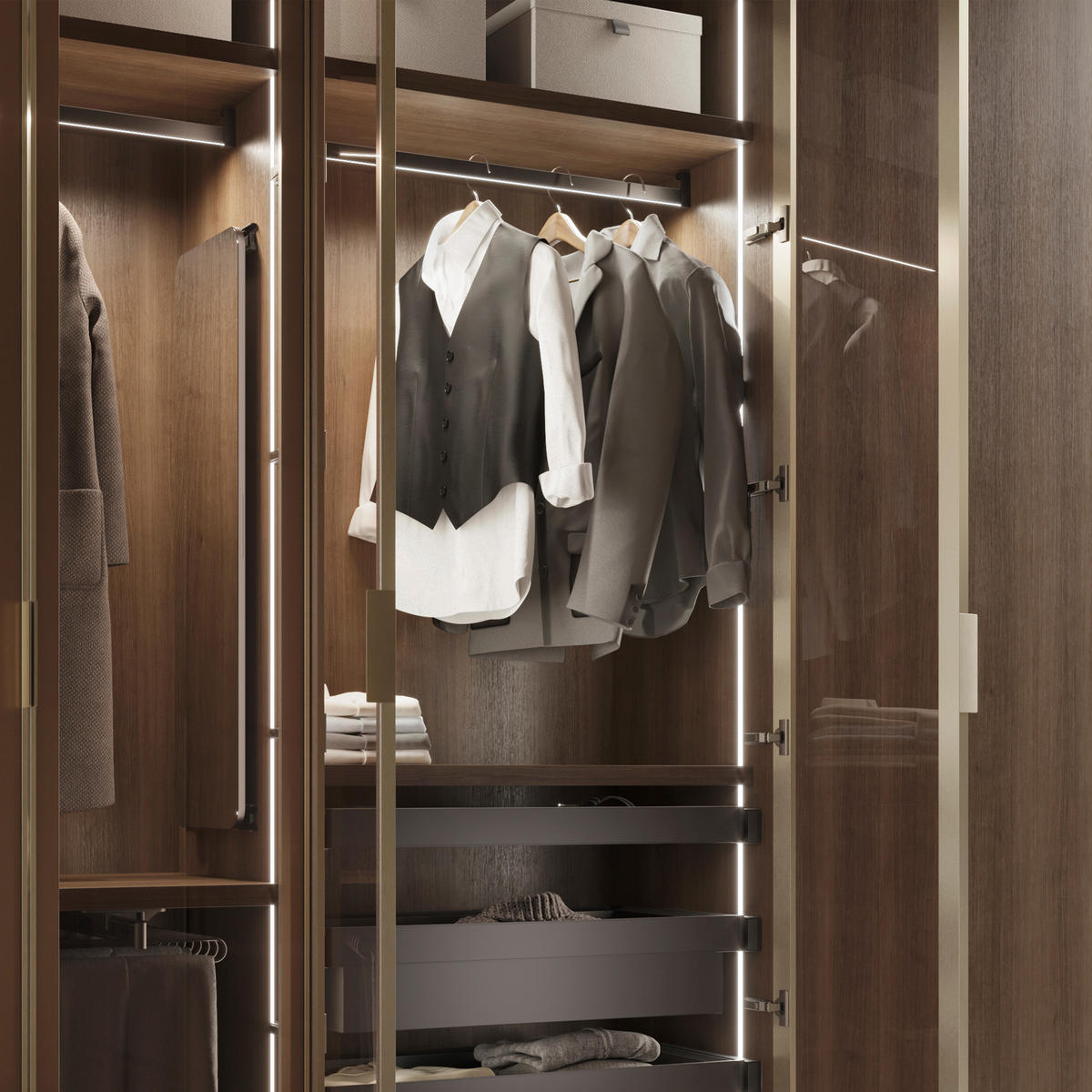 SCHRANKSTANGE Luxe LED 900mm Schwarz - Schwarz, Metall (2/7/90cm) - EMUCA