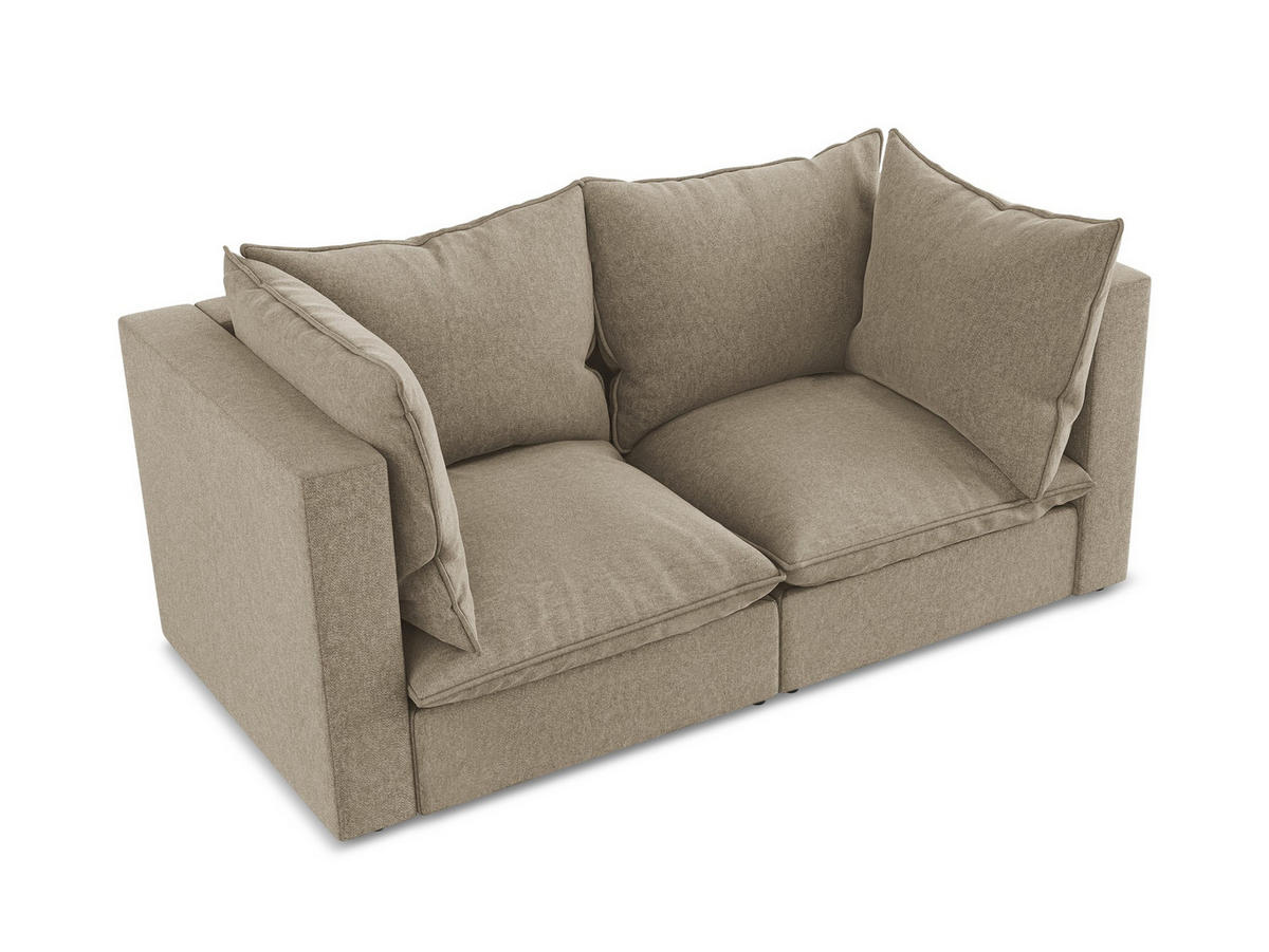 2-SITZER SOFA Samt Stoff Beige - Beige/Schwarz, Holzwerkstoff/Kunststoff (180/77/90cm) - Makamii