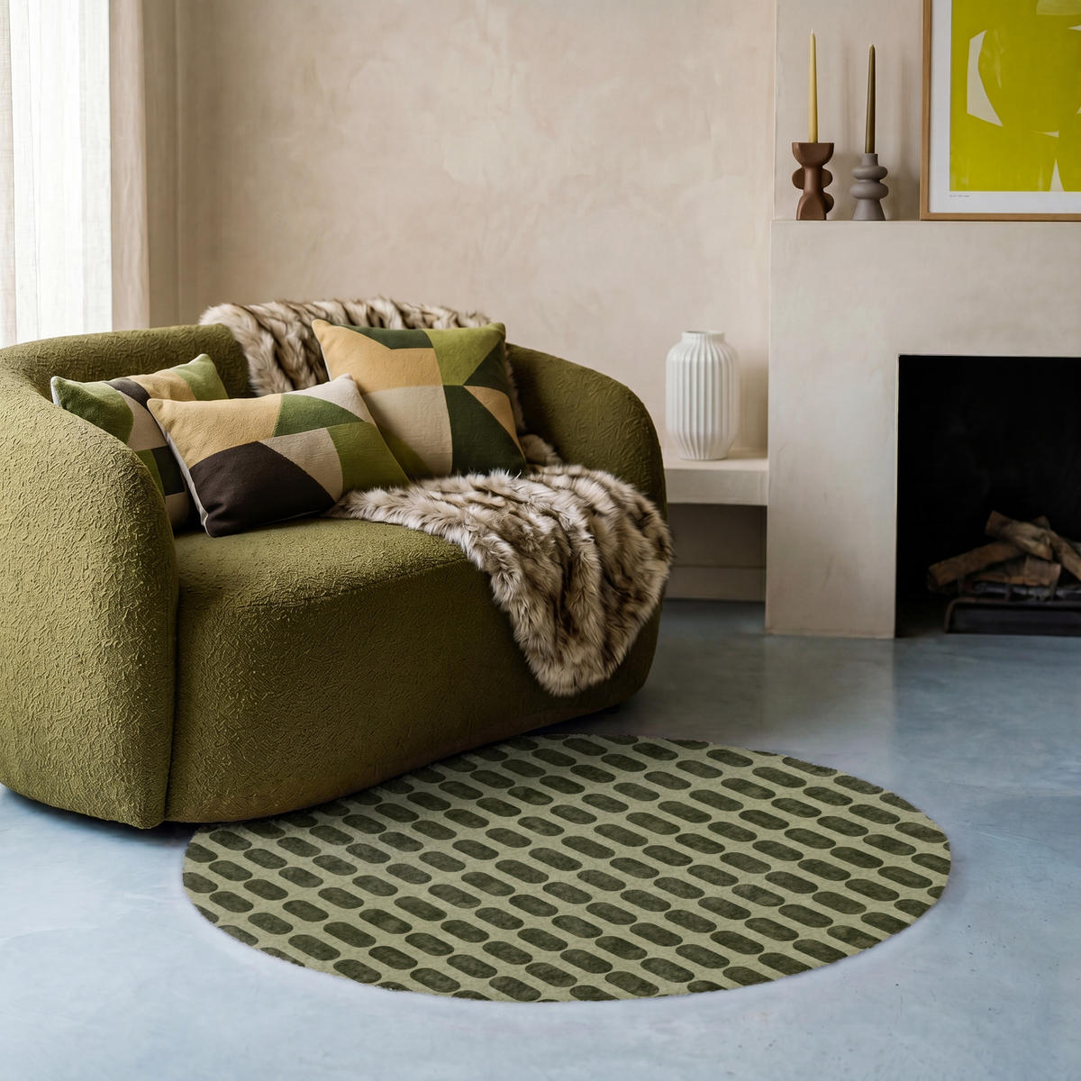 KOBERCE - Rytmické - Impact - Zelené - 90x90 cm - olivovozelená, textil/plast (90/0.4cm) - OnlyWow